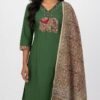 Forest Green Elephant Kalamkari Suit